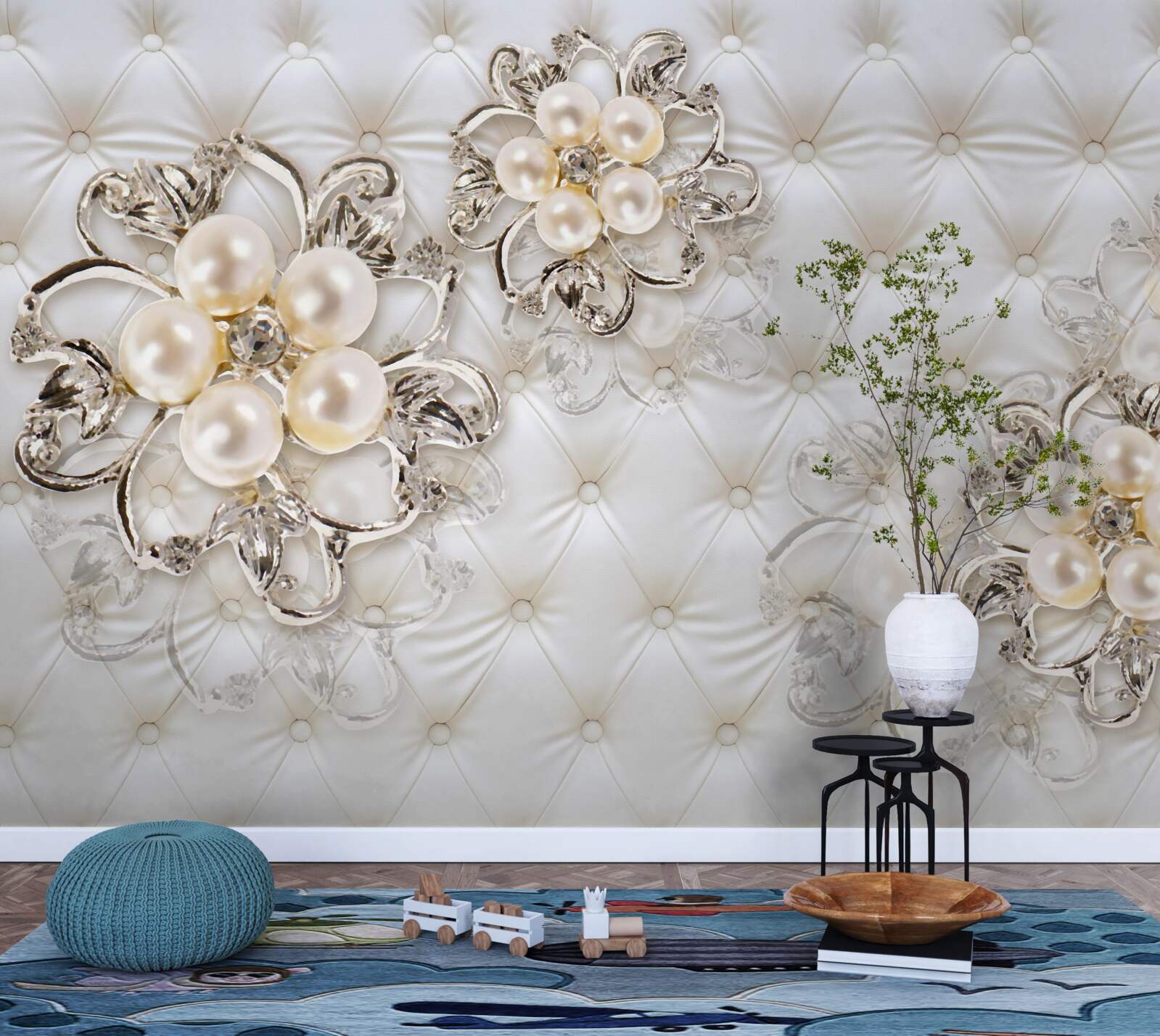 Fototapeta tapicerka z kwiatowym wzorem