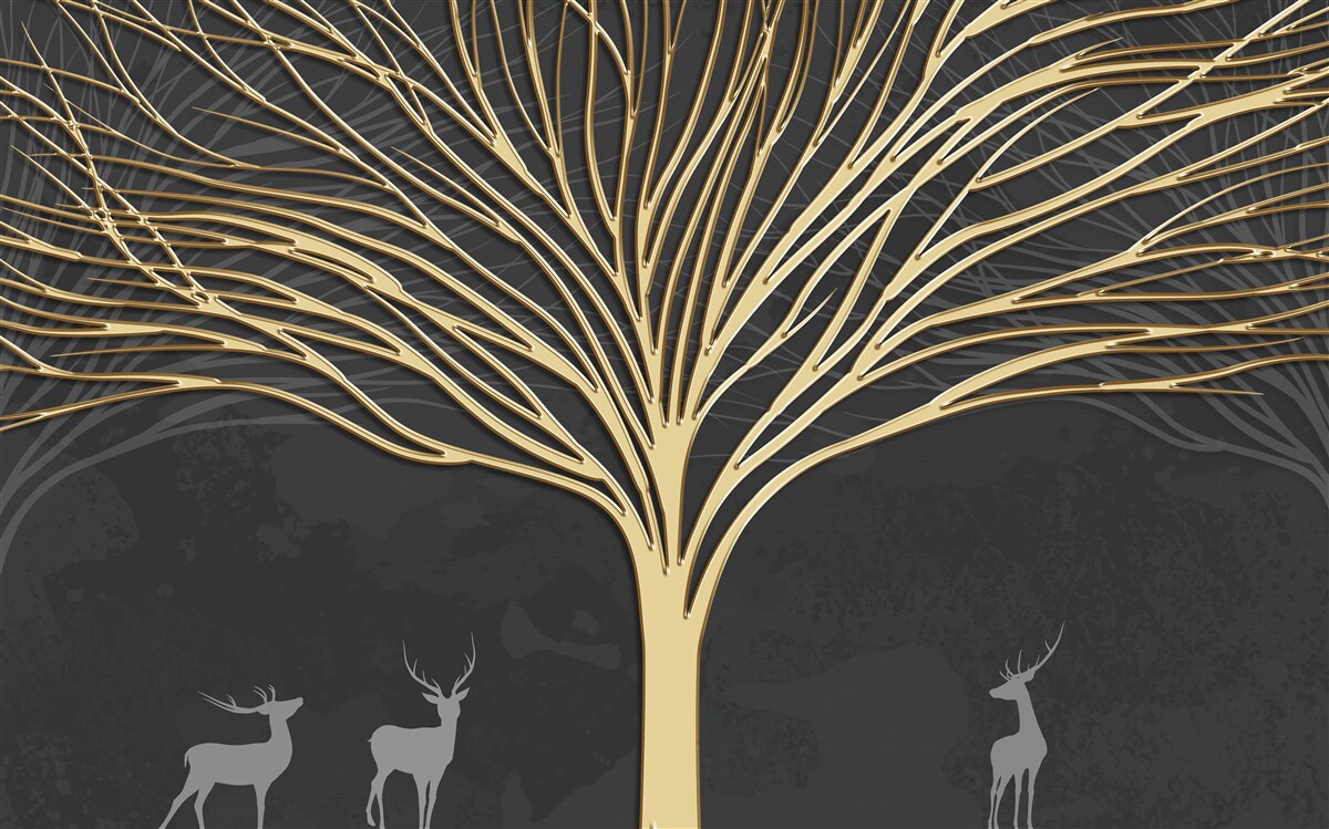 Fototapeta streszczenie drzewo wykonane ze złota