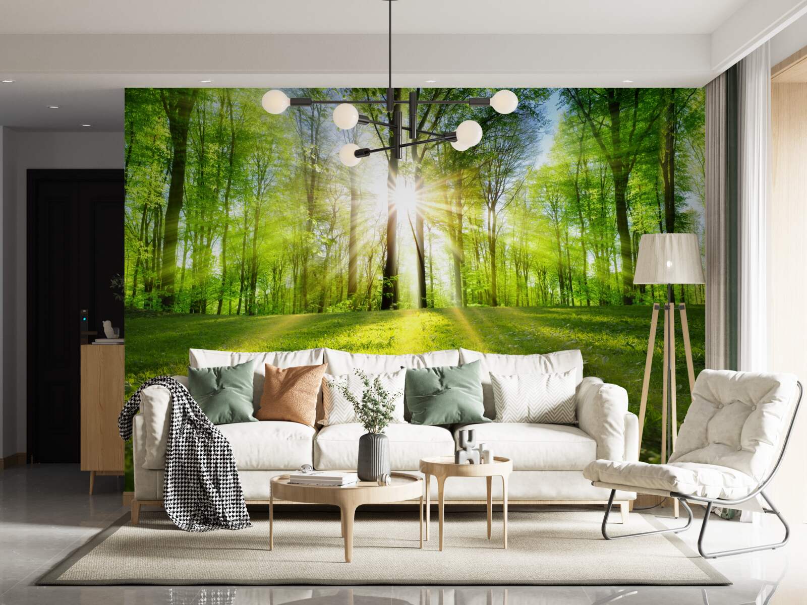 Fototapeta promienie słońca przenikają przez drzewa