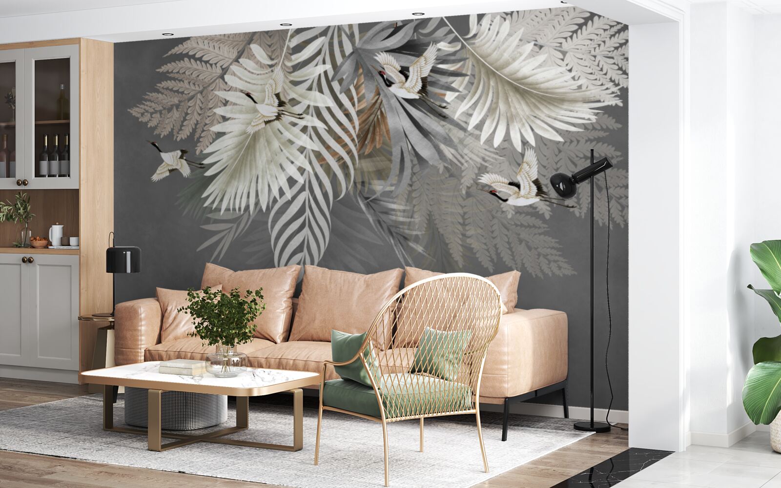 Fototapeta liście i ptaki