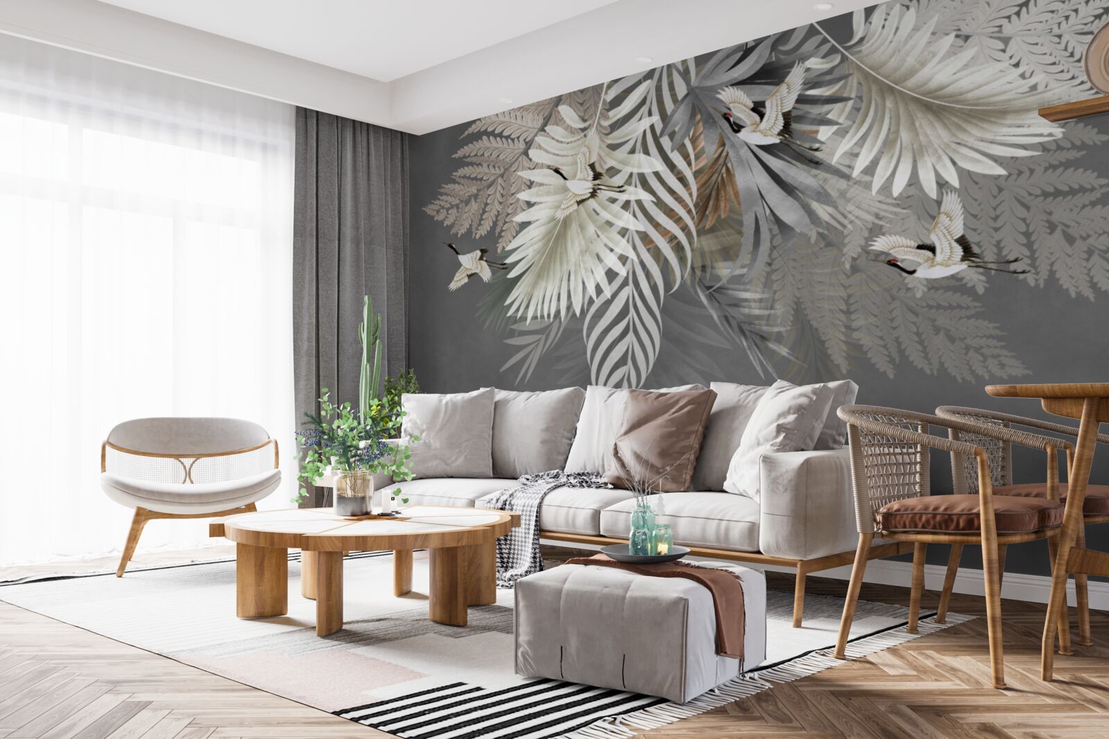 Fototapeta liście i ptaki