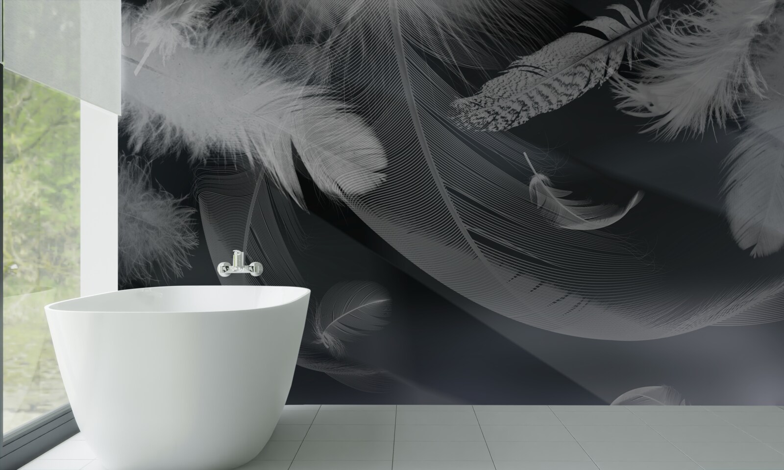 Fototapeta ciemne tło ozdobione piórami