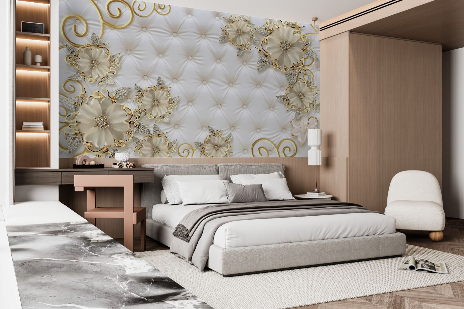 Fototapeta piękne złote kwiaty