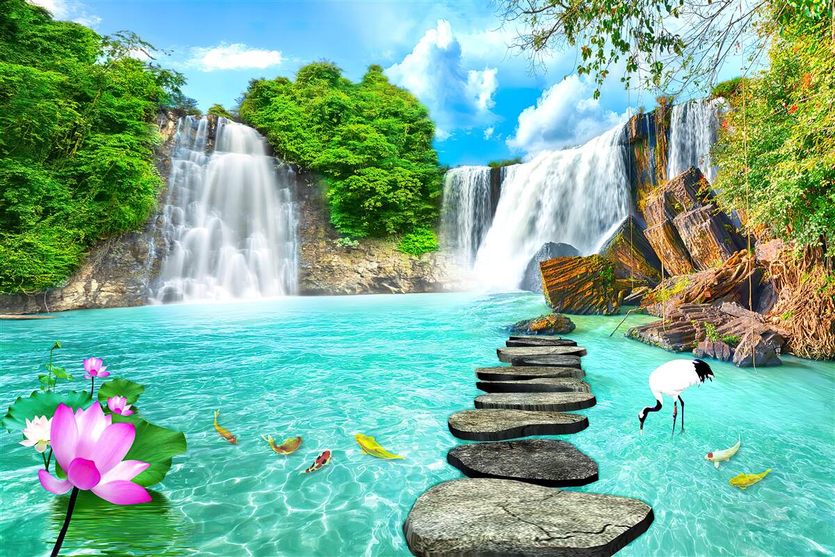 Fototapeta leśny wodospad