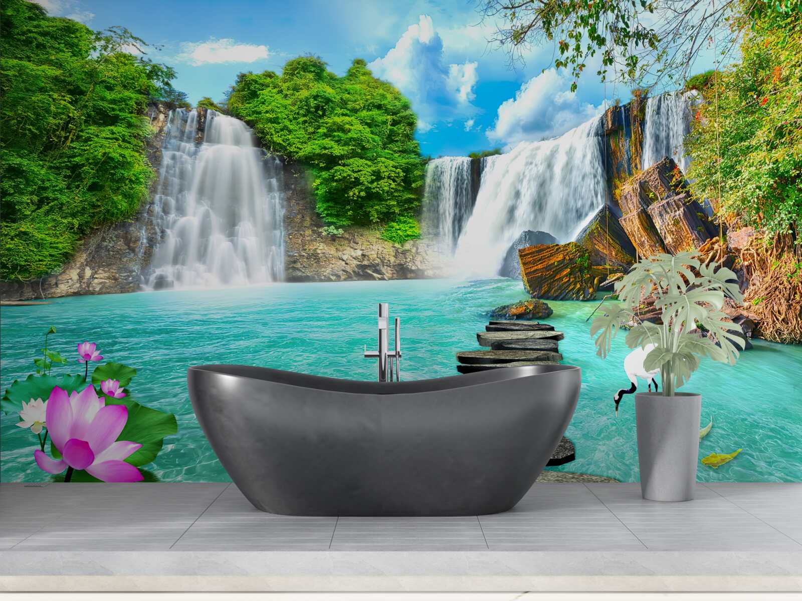 Fototapeta leśny wodospad