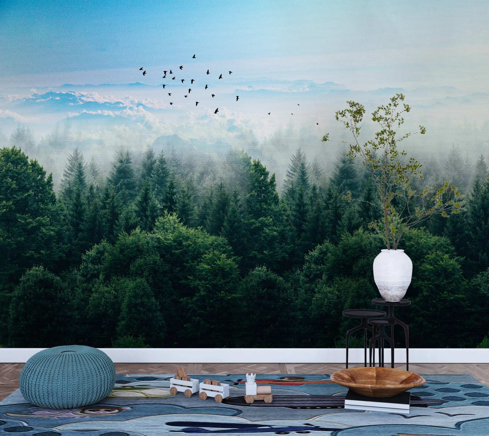 Fototapeta mgła w lesie