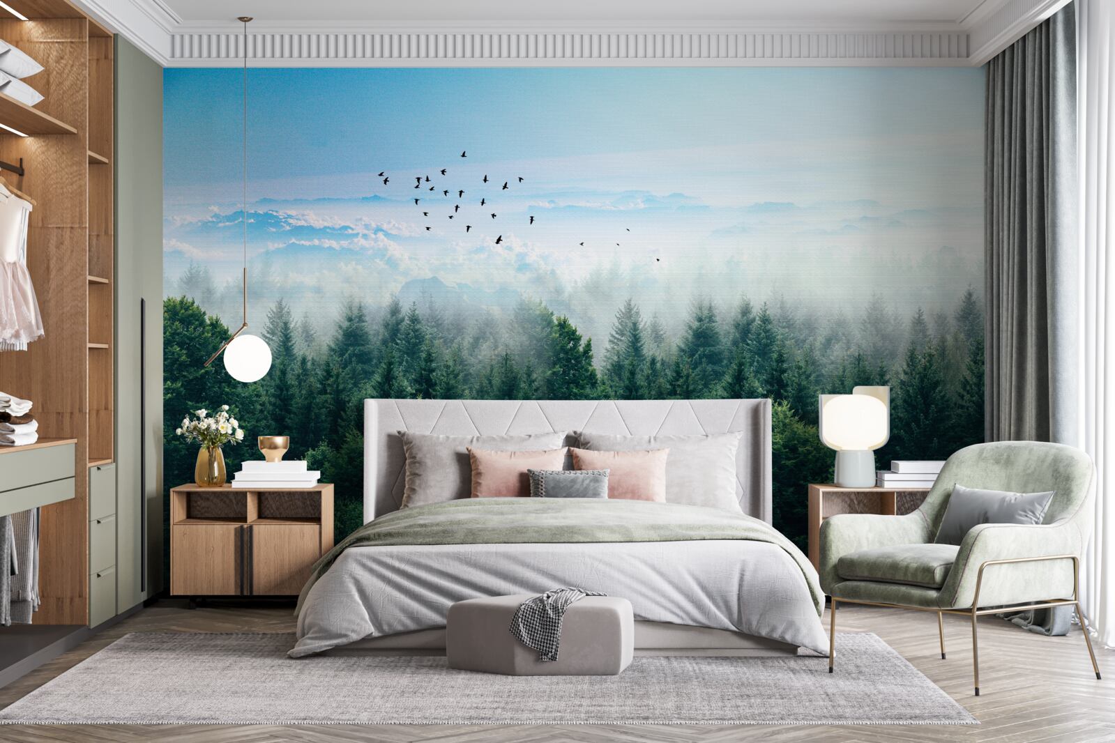 Fototapeta mgła w lesie