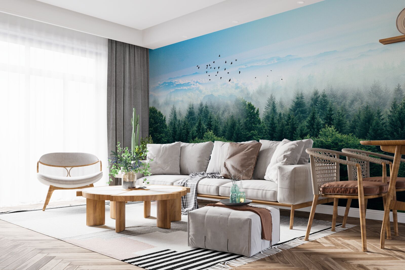 Fototapeta mgła w lesie