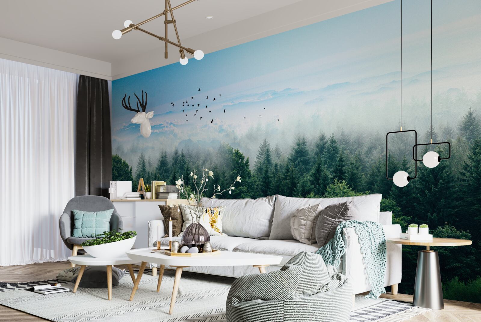 Fototapeta mgła w lesie