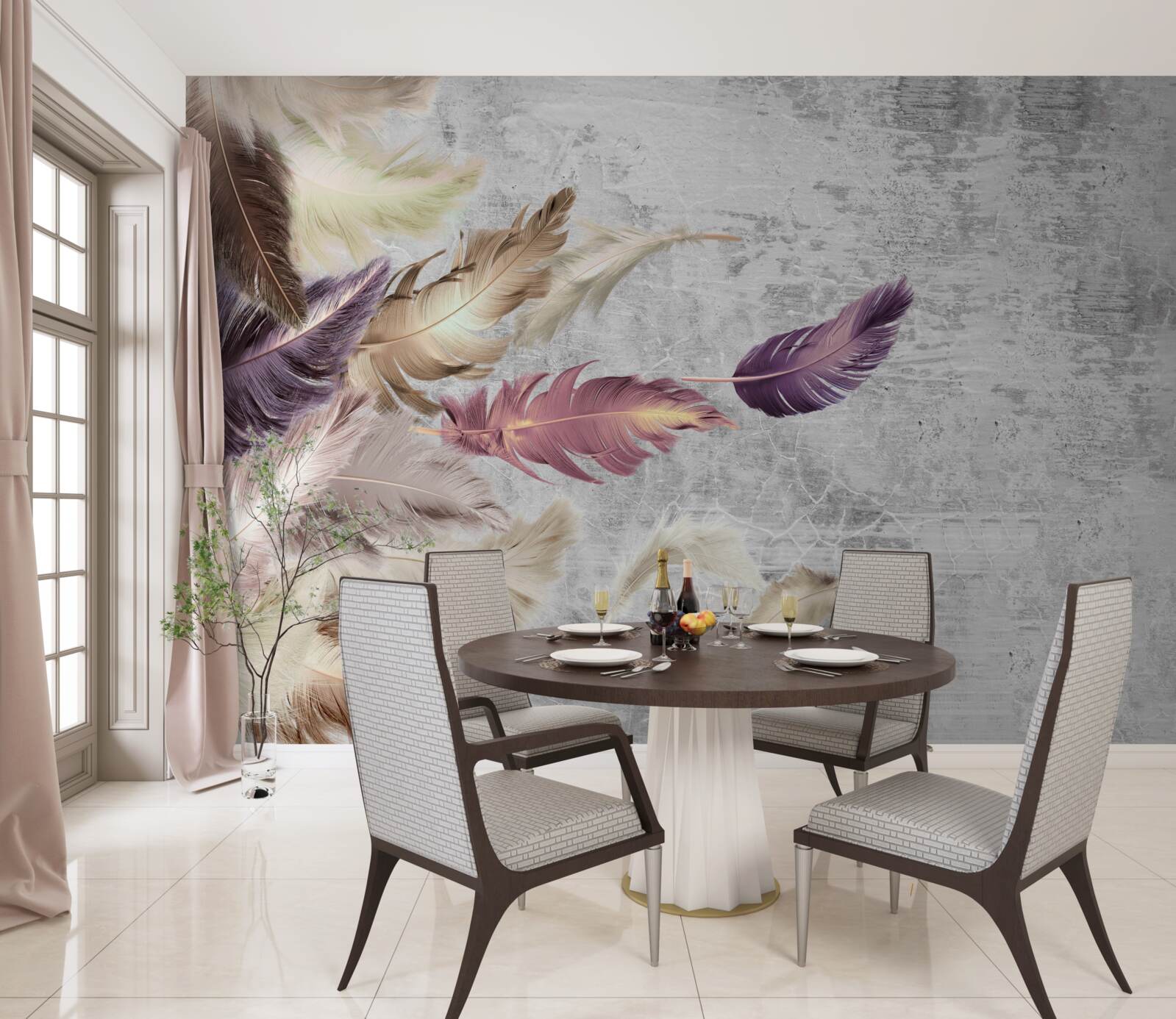 Fototapeta pióra unoszące się w powietrzu