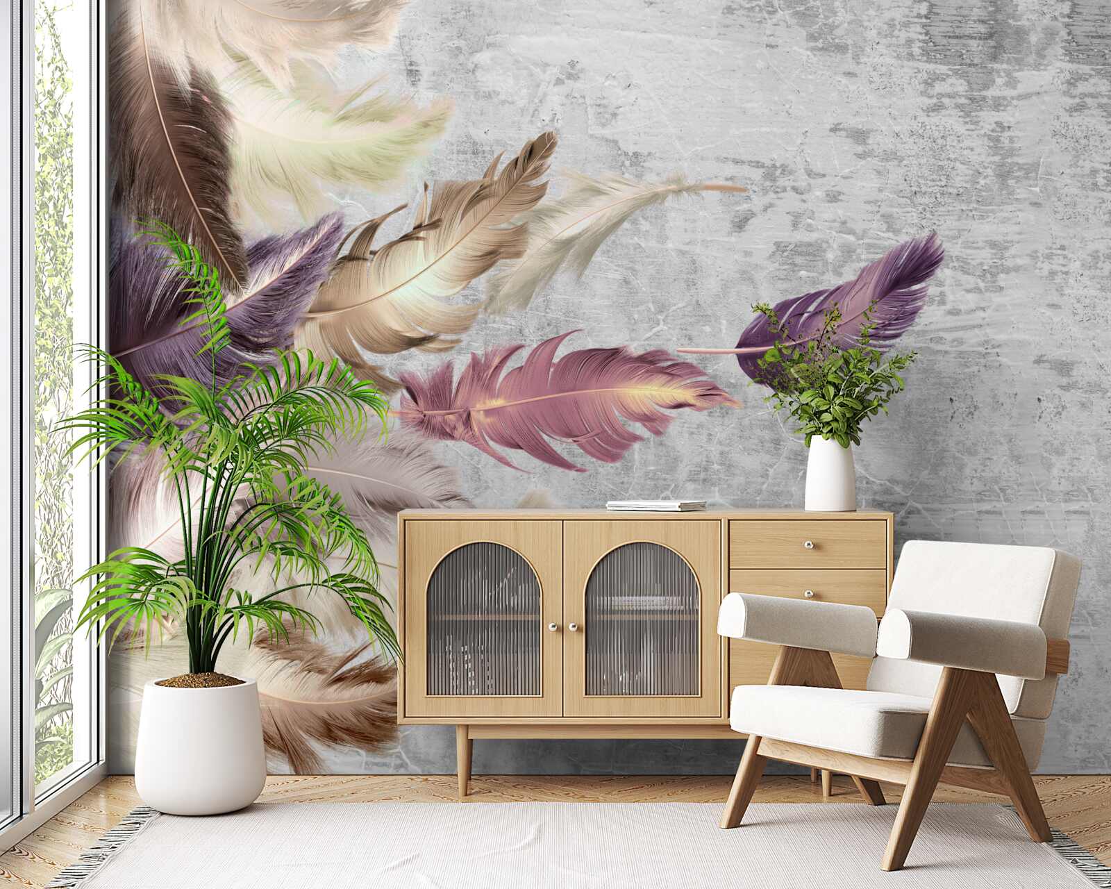 Fototapeta pióra unoszące się w powietrzu