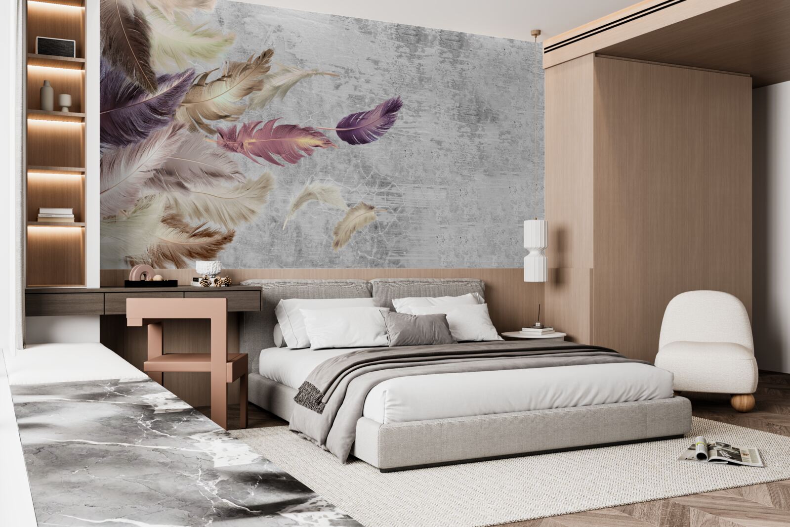 Fototapeta pióra unoszące się w powietrzu