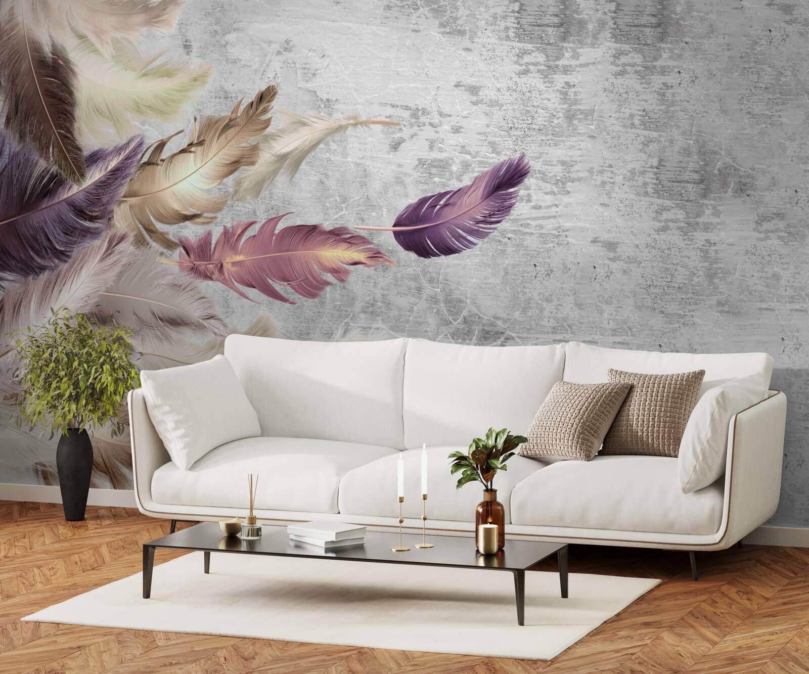 Fototapeta pióra unoszące się w powietrzu