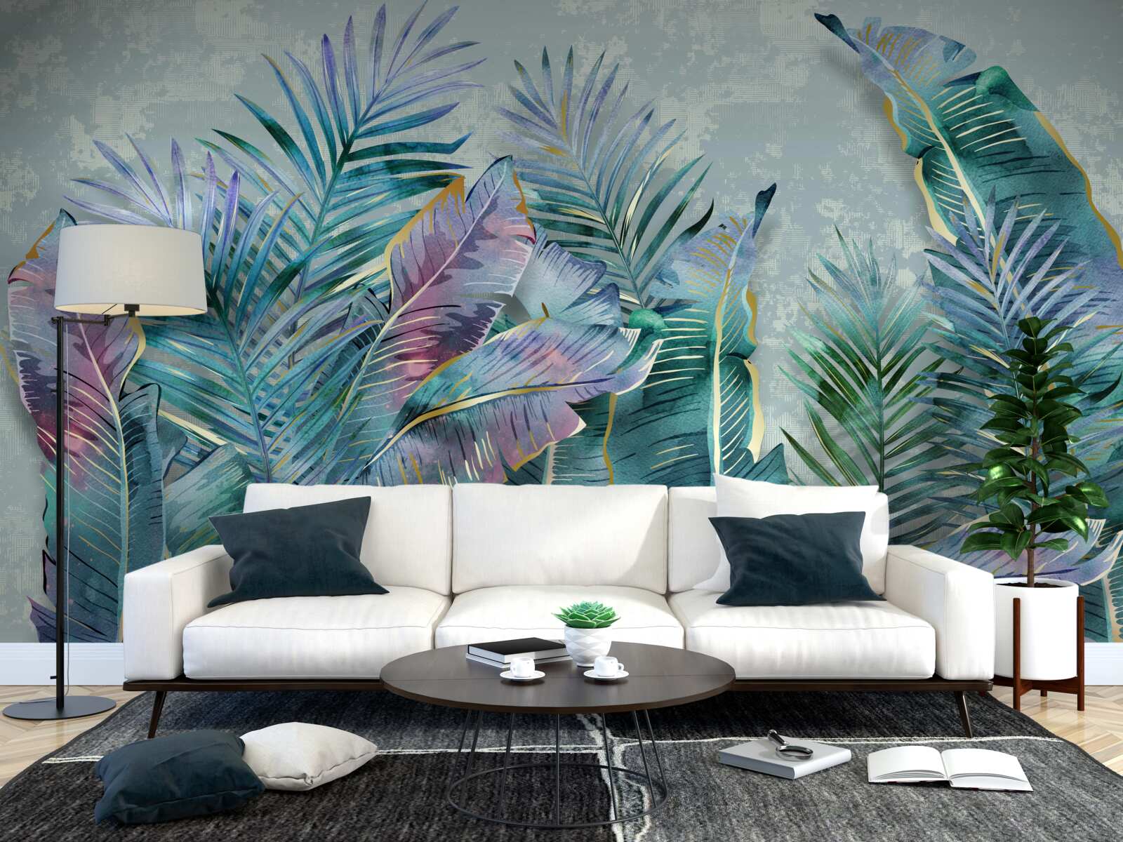 Fototapeta z odcieniami fioletowych liści