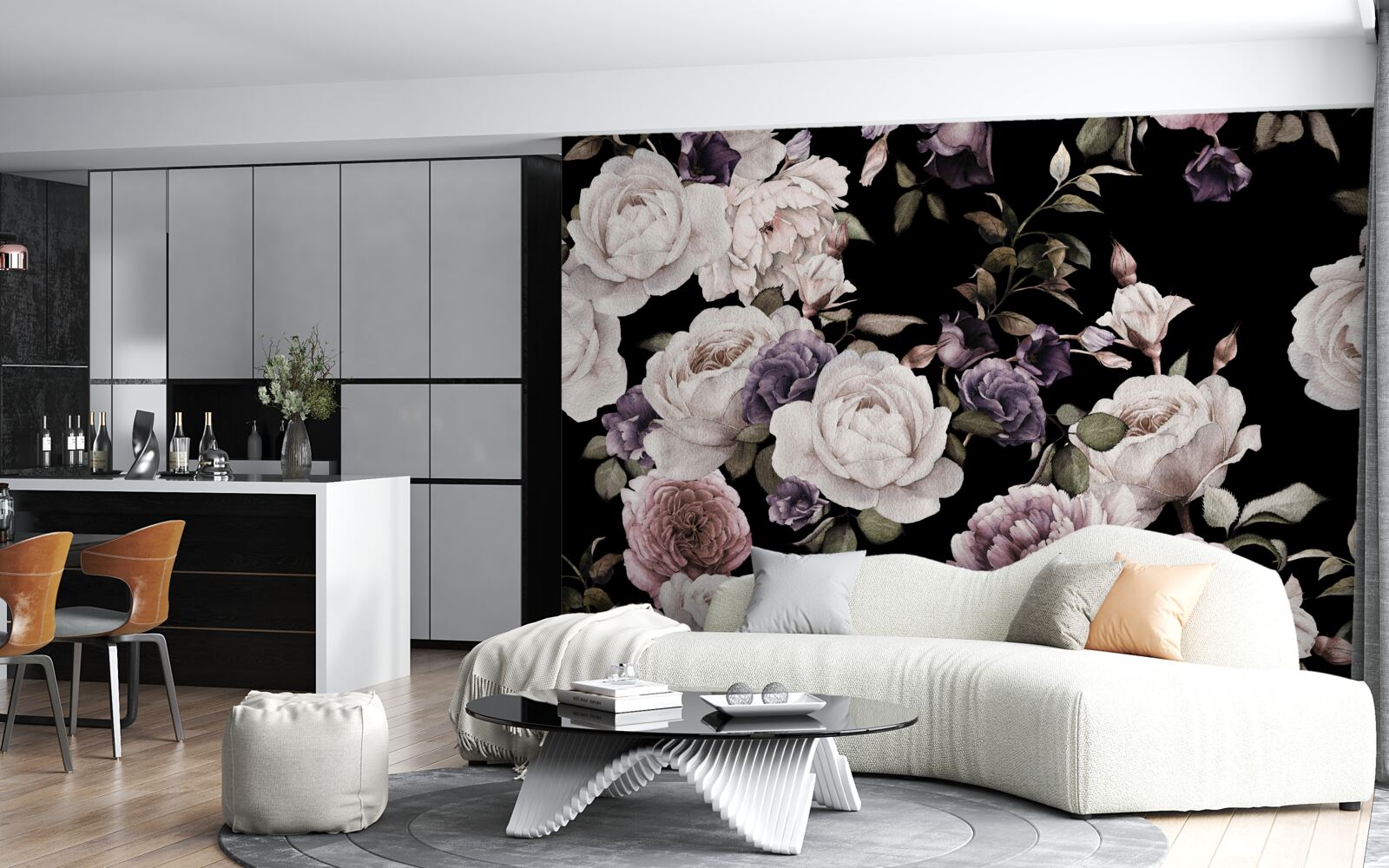 Fototapeta ciemne tło zdobią piwonie