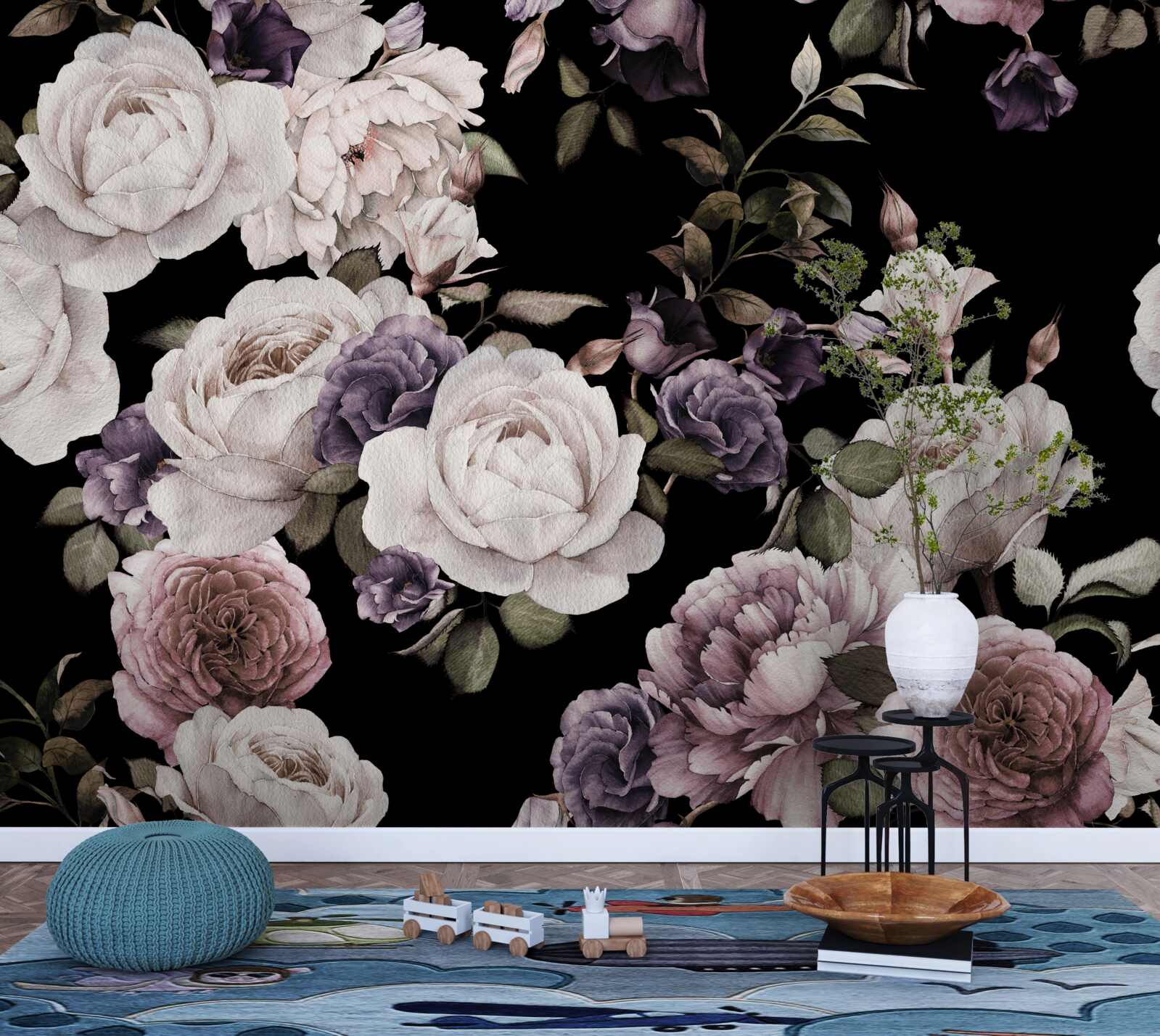 Fototapeta ciemne tło zdobią piwonie