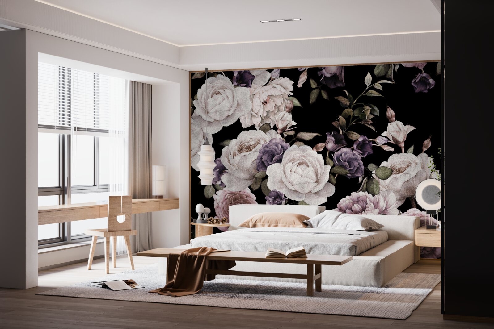 Fototapeta ciemne tło zdobią piwonie