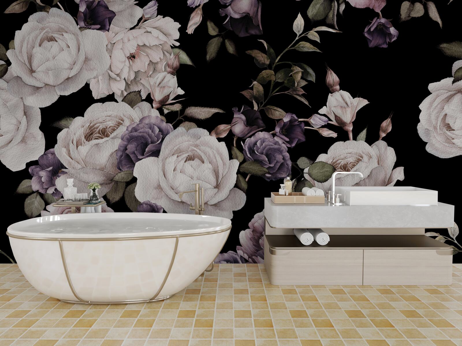 Fototapeta ciemne tło zdobią piwonie