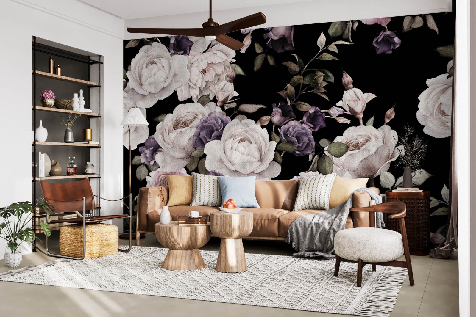 Fototapeta ciemne tło zdobią piwonie