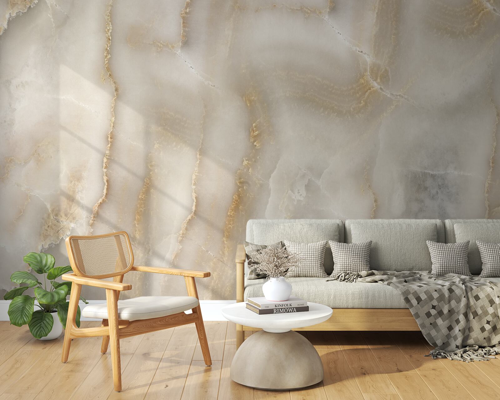 Fototapeta Ściana ozdobiona beżowym marmurem