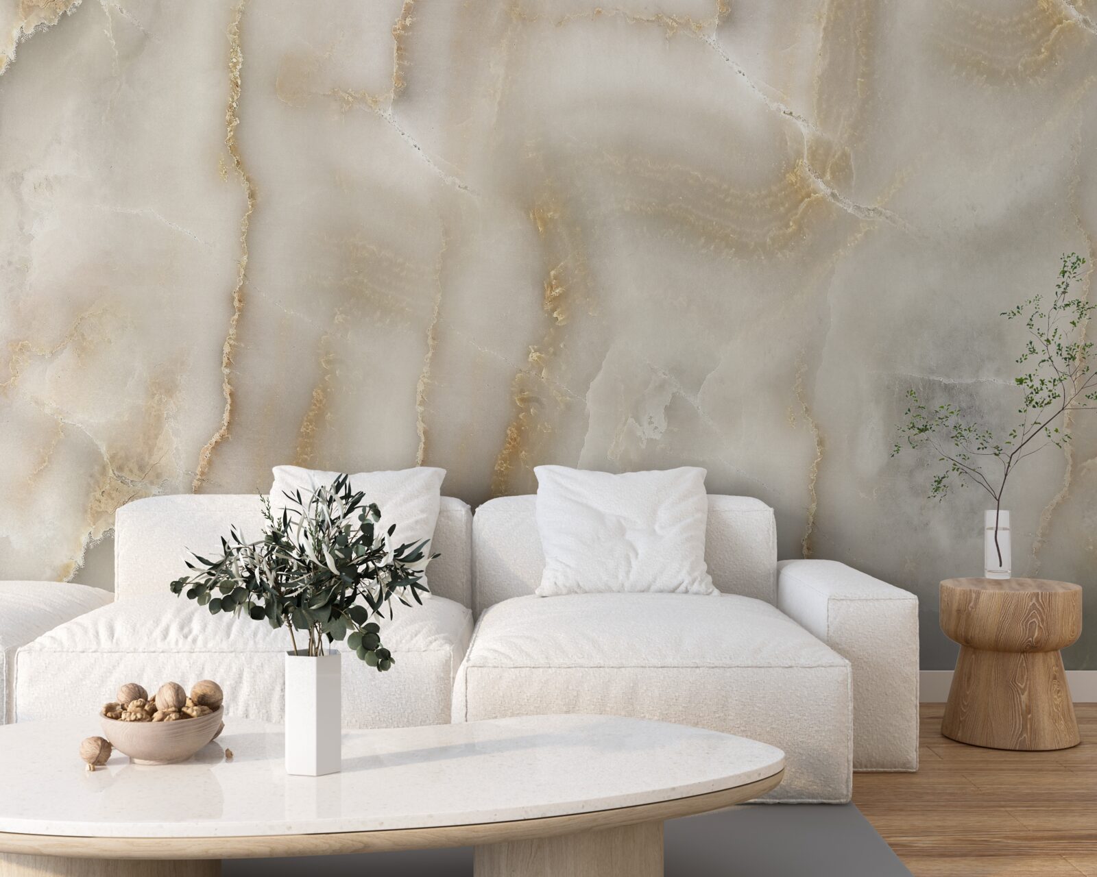 Fototapeta Ściana ozdobiona beżowym marmurem