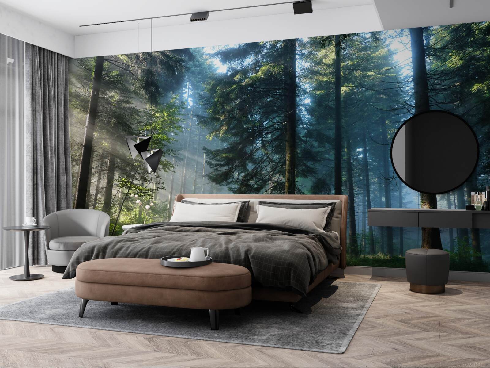 Fototapeta las pełen sosen