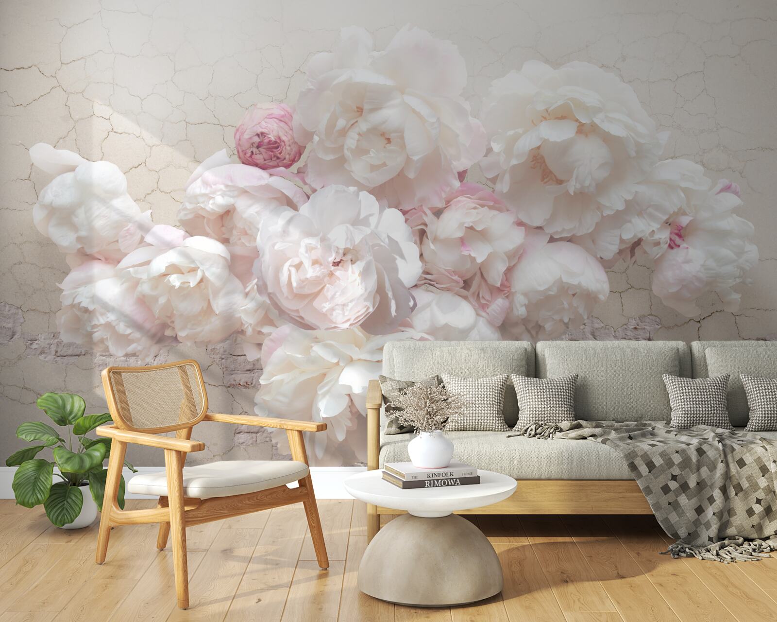 Fototapeta Śnieżnobiałe piwonie, pieszczące z czułością