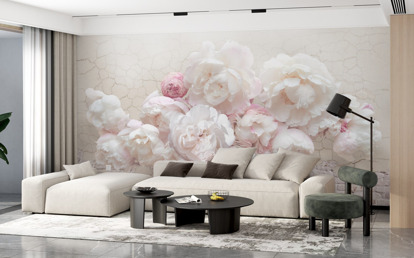 Fototapeta Śnieżnobiałe piwonie, pieszczące z czułością