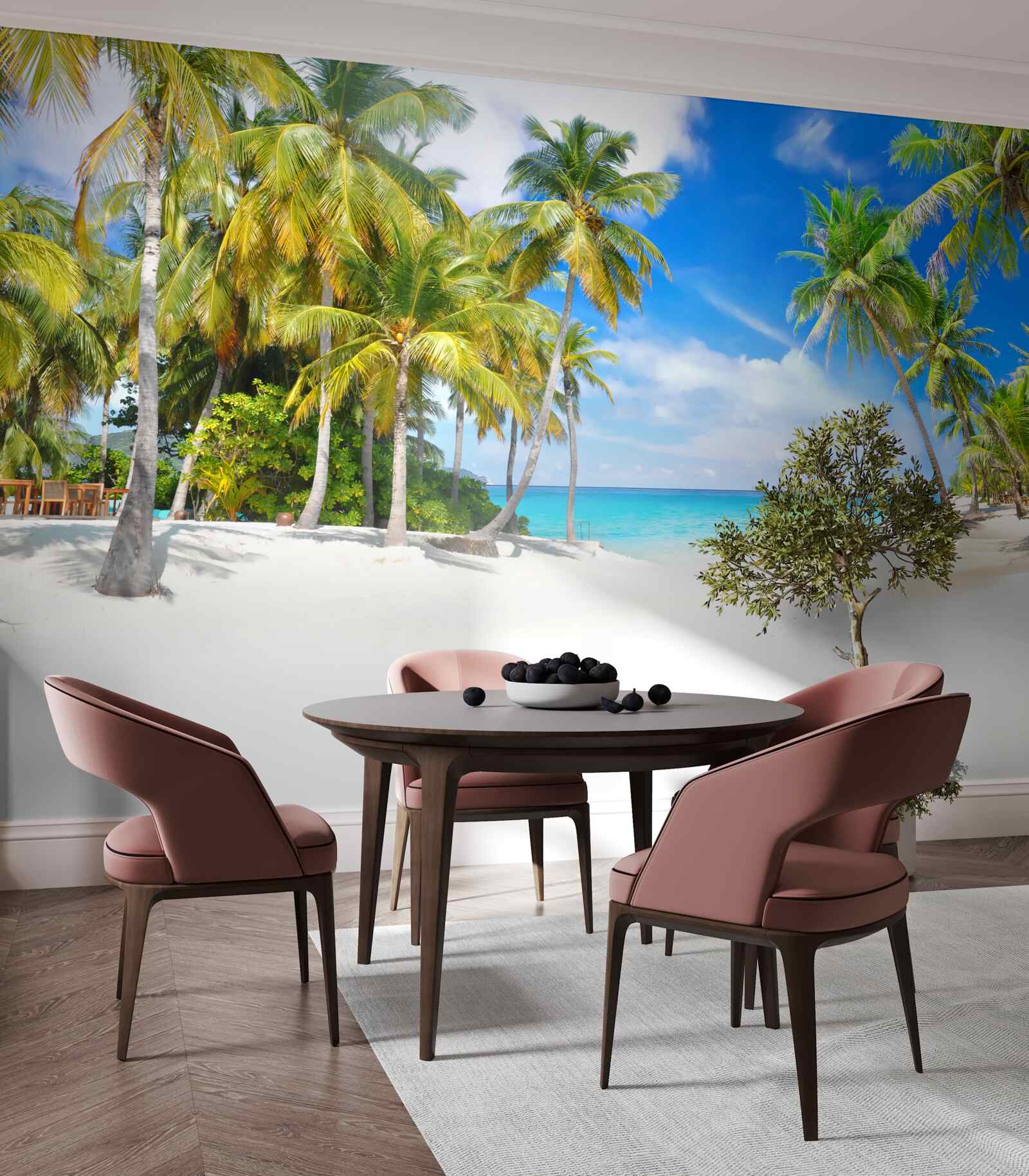 Fototapeta plaża usiana palmami