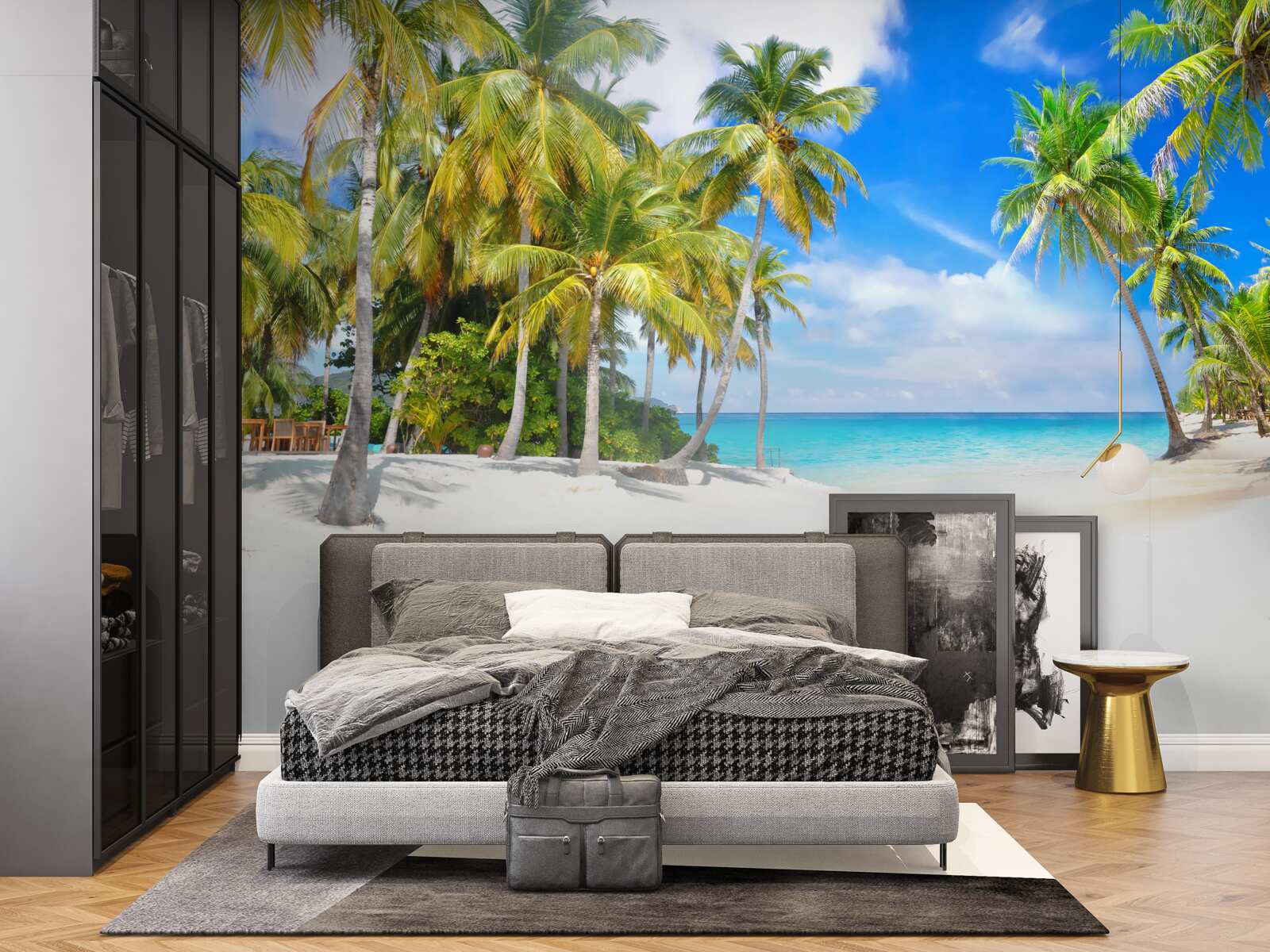 Fototapeta plaża usiana palmami