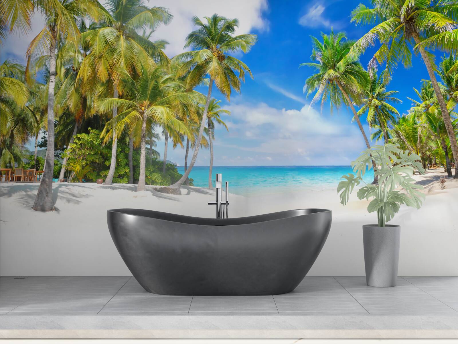 Fototapeta plaża usiana palmami