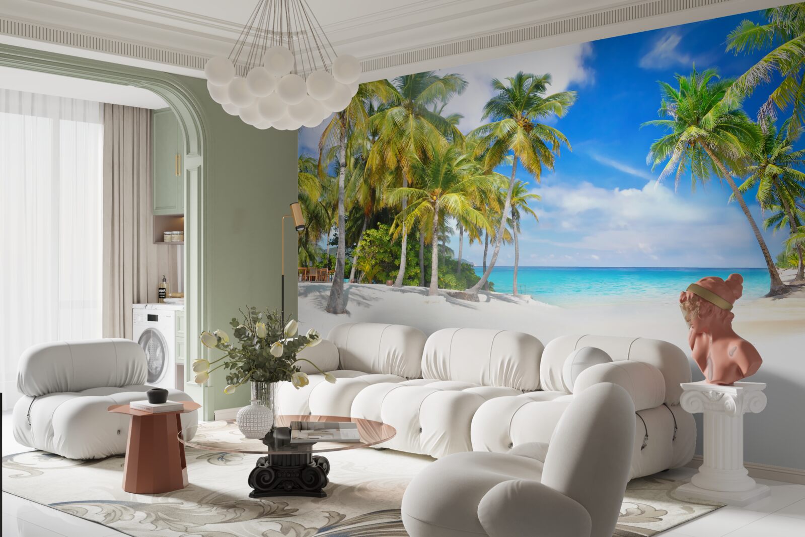 Fototapeta plaża usiana palmami