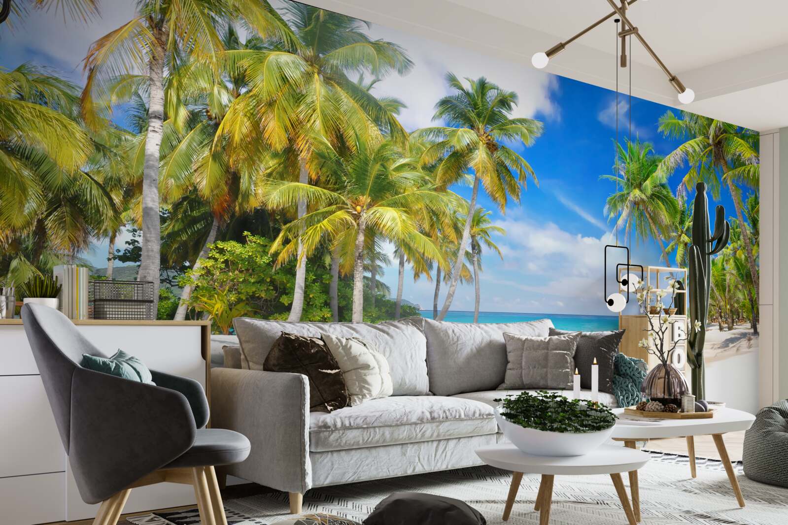 Fototapeta plaża usiana palmami