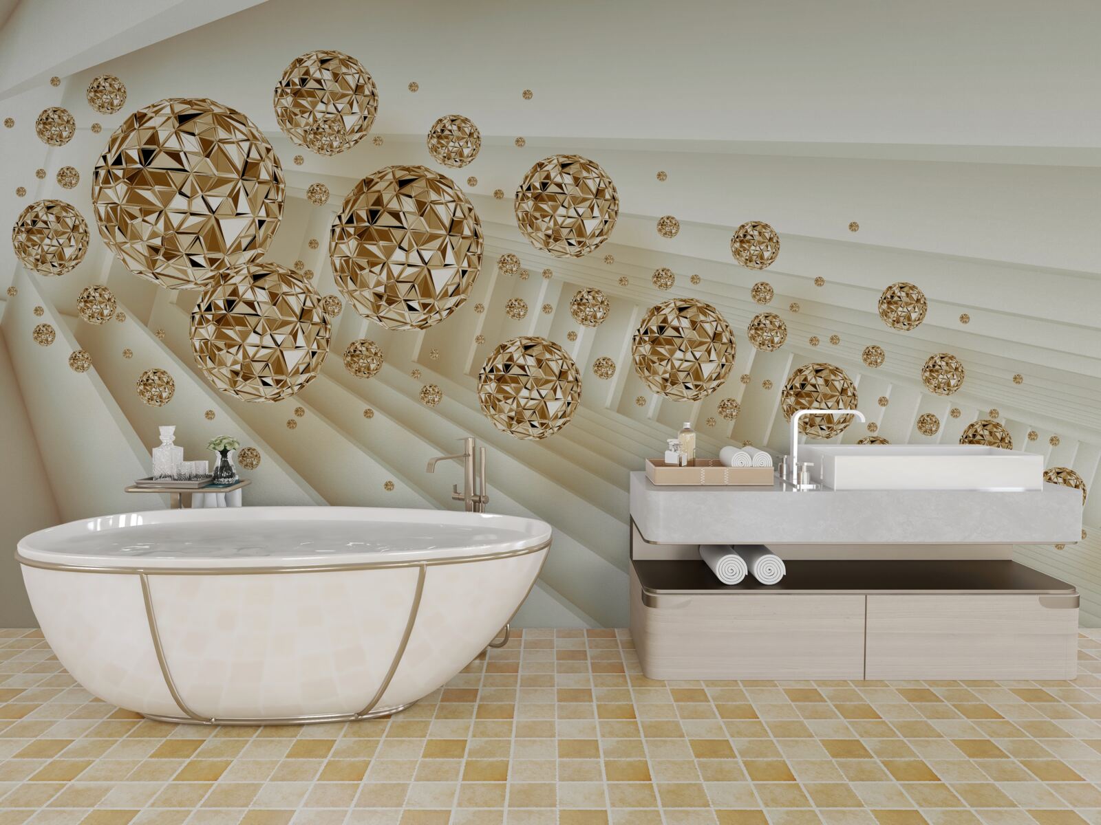 Fototapeta kule w kolorze złotym