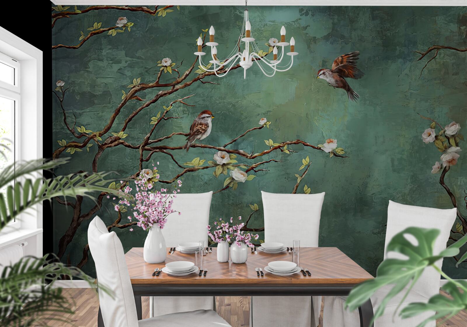 Fototapeta gałęzie są usiane ptakami