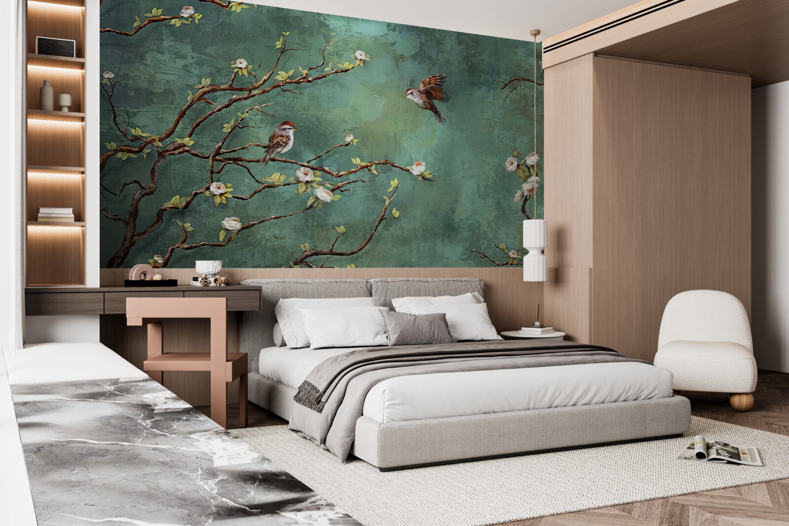 Fototapeta gałęzie są usiane ptakami