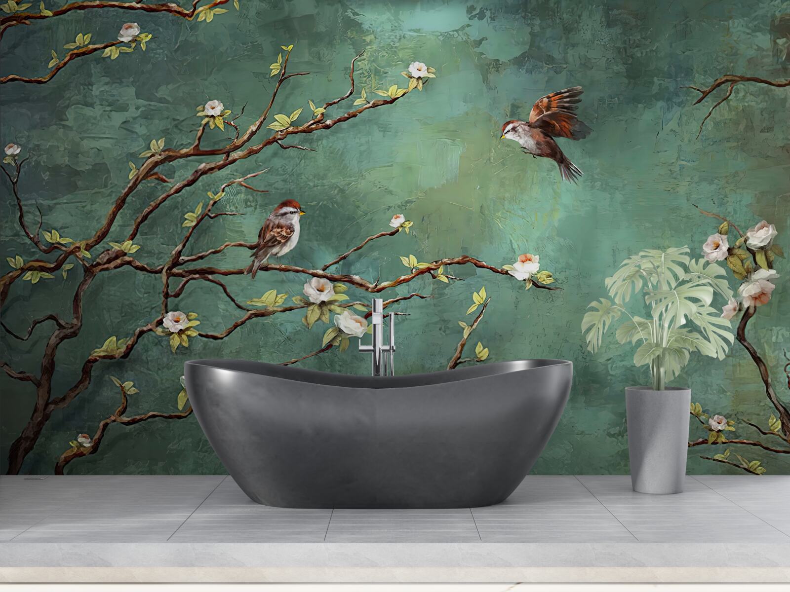 Fototapeta gałęzie są usiane ptakami