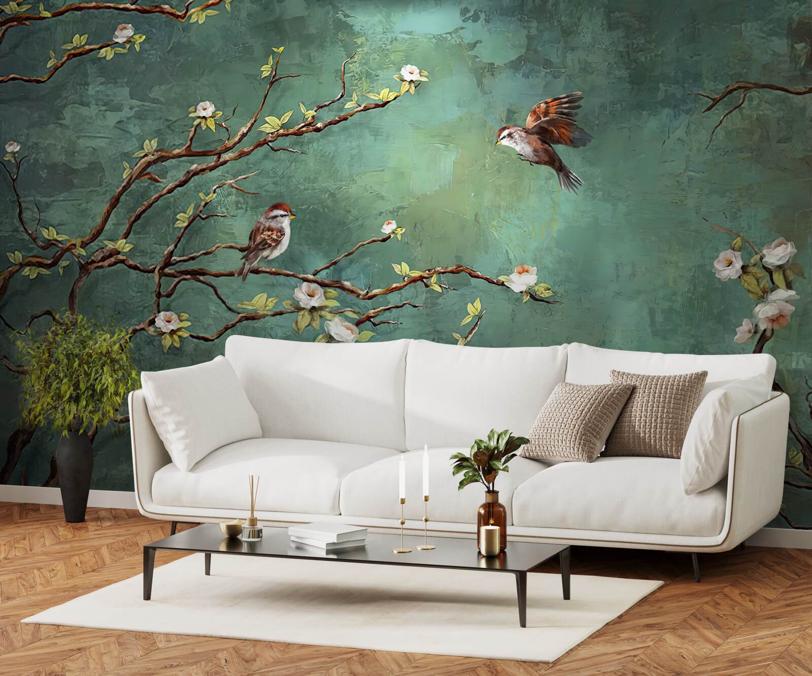 Fototapeta gałęzie są usiane ptakami