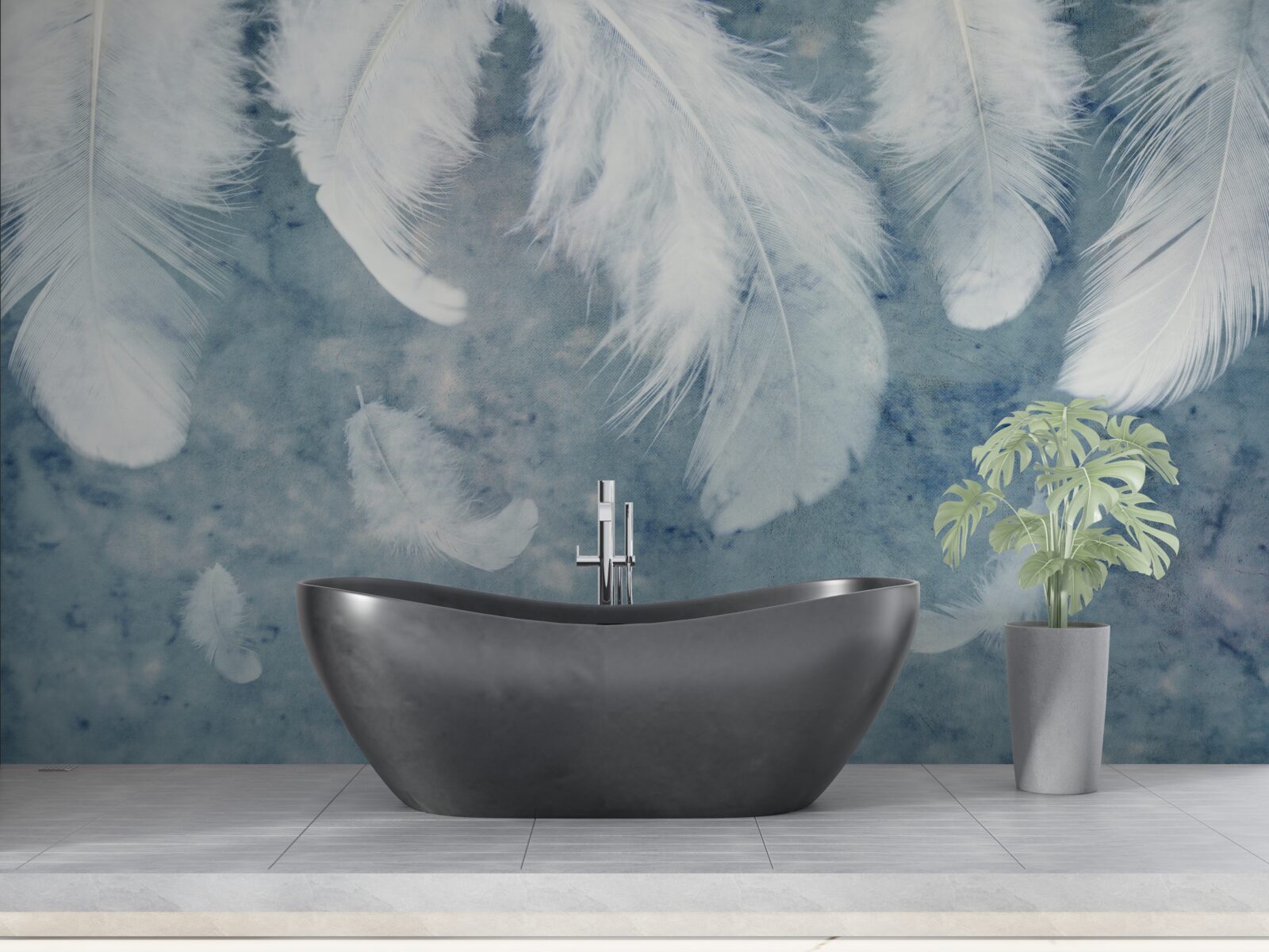 Fototapeta niebieskie tło podkreśla pióro