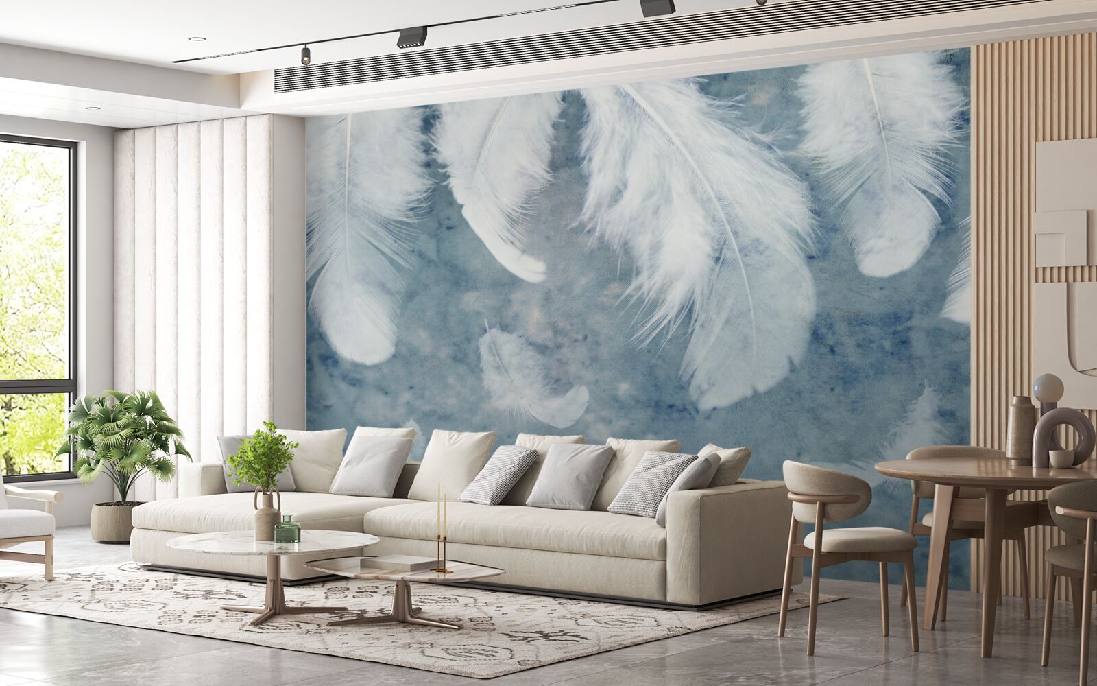 Fototapeta niebieskie tło podkreśla pióro