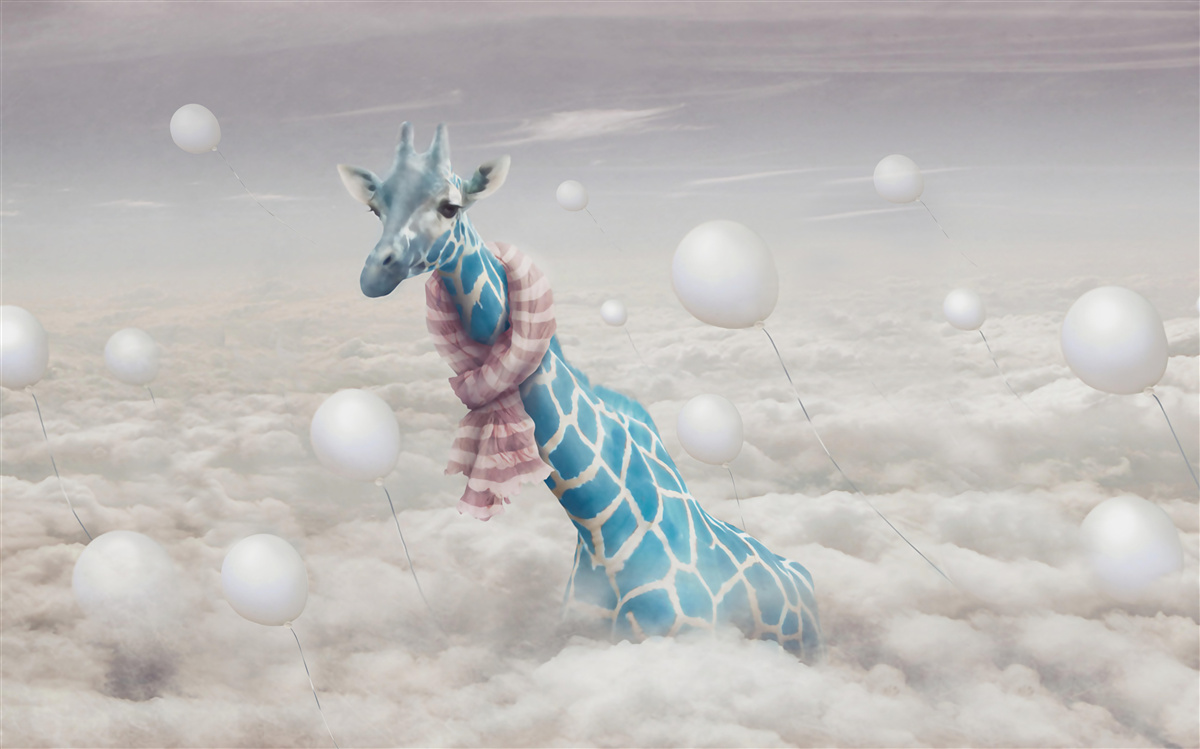 Fototapeta niebieska żyrafa