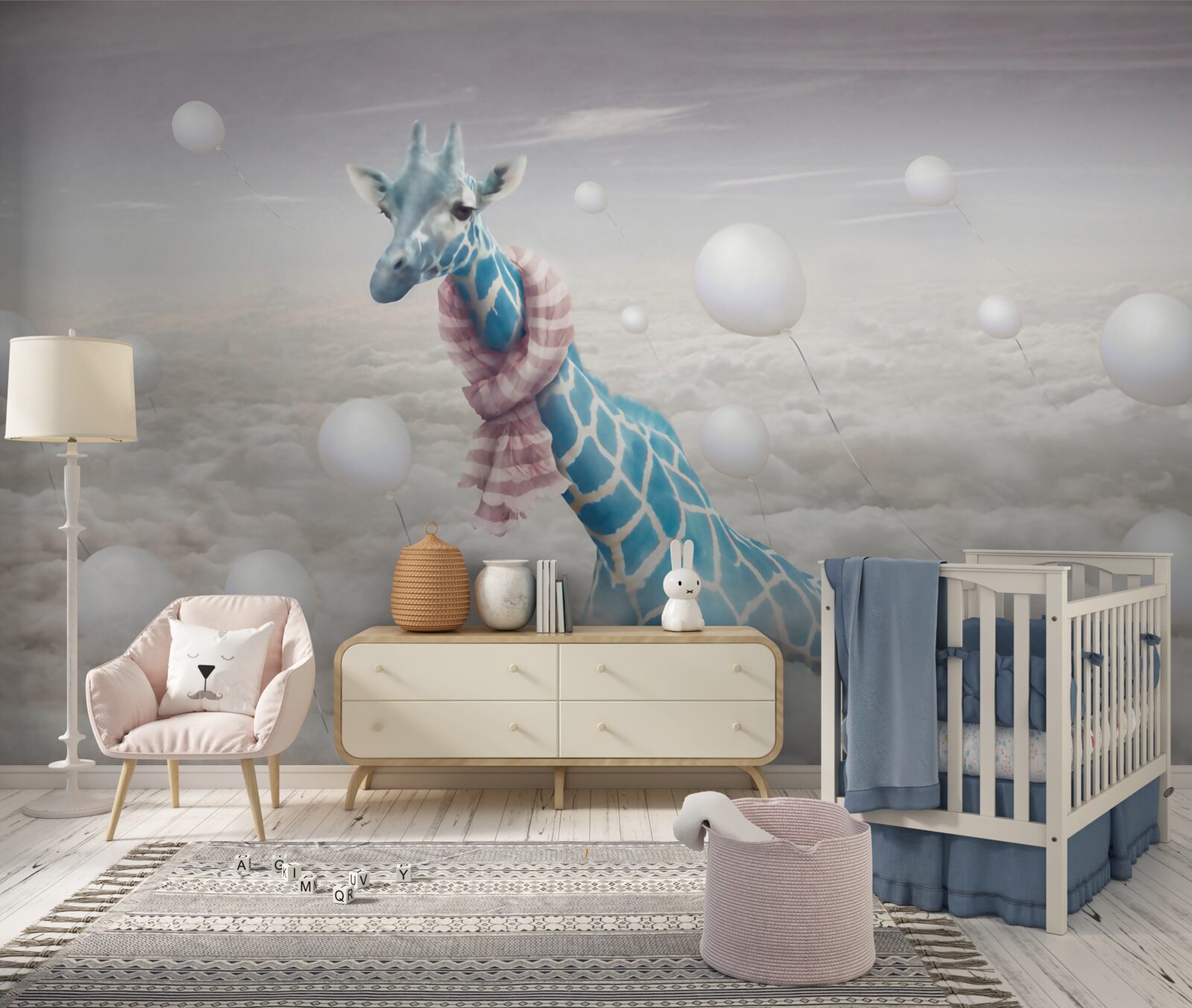 Fototapeta niebieska żyrafa