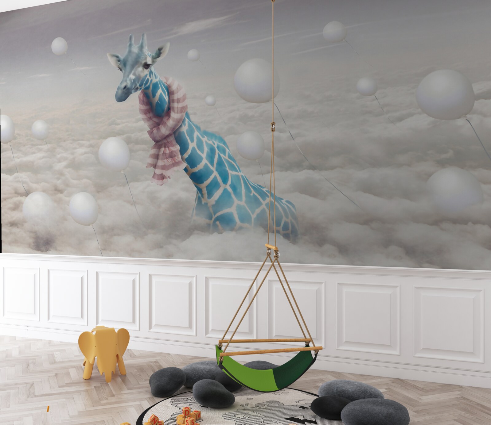 Fototapeta niebieska żyrafa