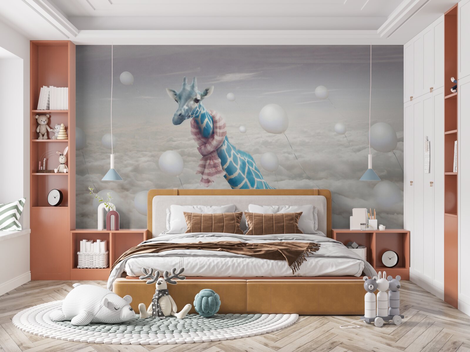 Fototapeta niebieska żyrafa