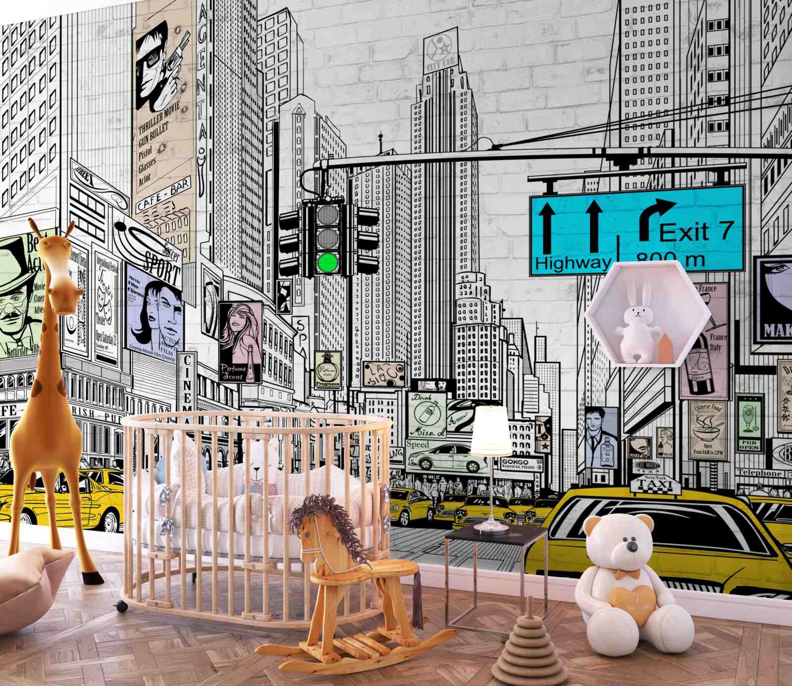 Fototapeta megamiasta i obszary zaludnione są oznaczone kolorem żółtym