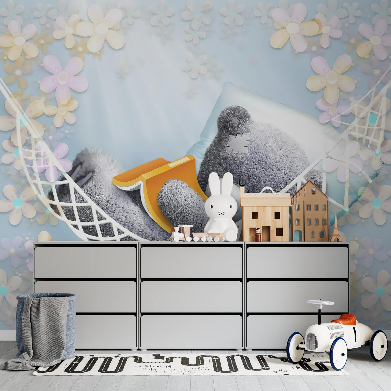 Fototapeta miś siedzi w hamaku