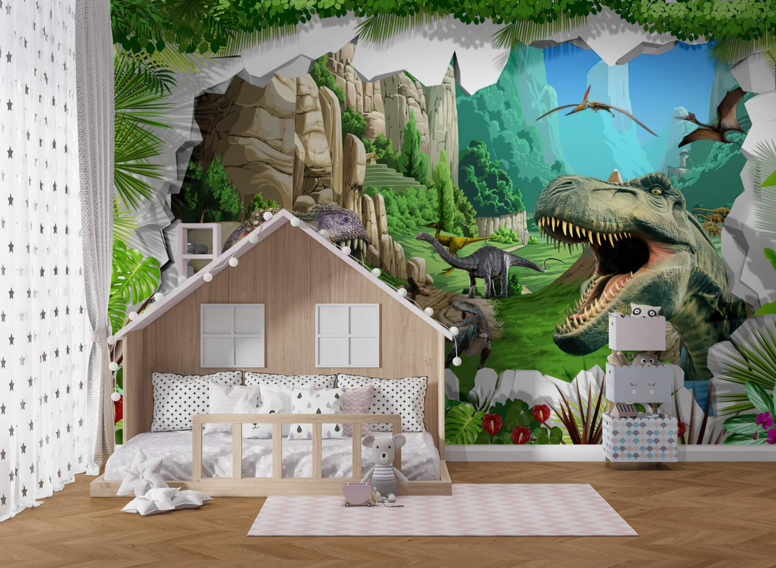 Fototapeta góry i dinozaury