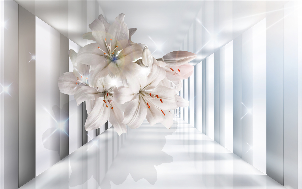 Fototapeta na korytarzu rosną lilie