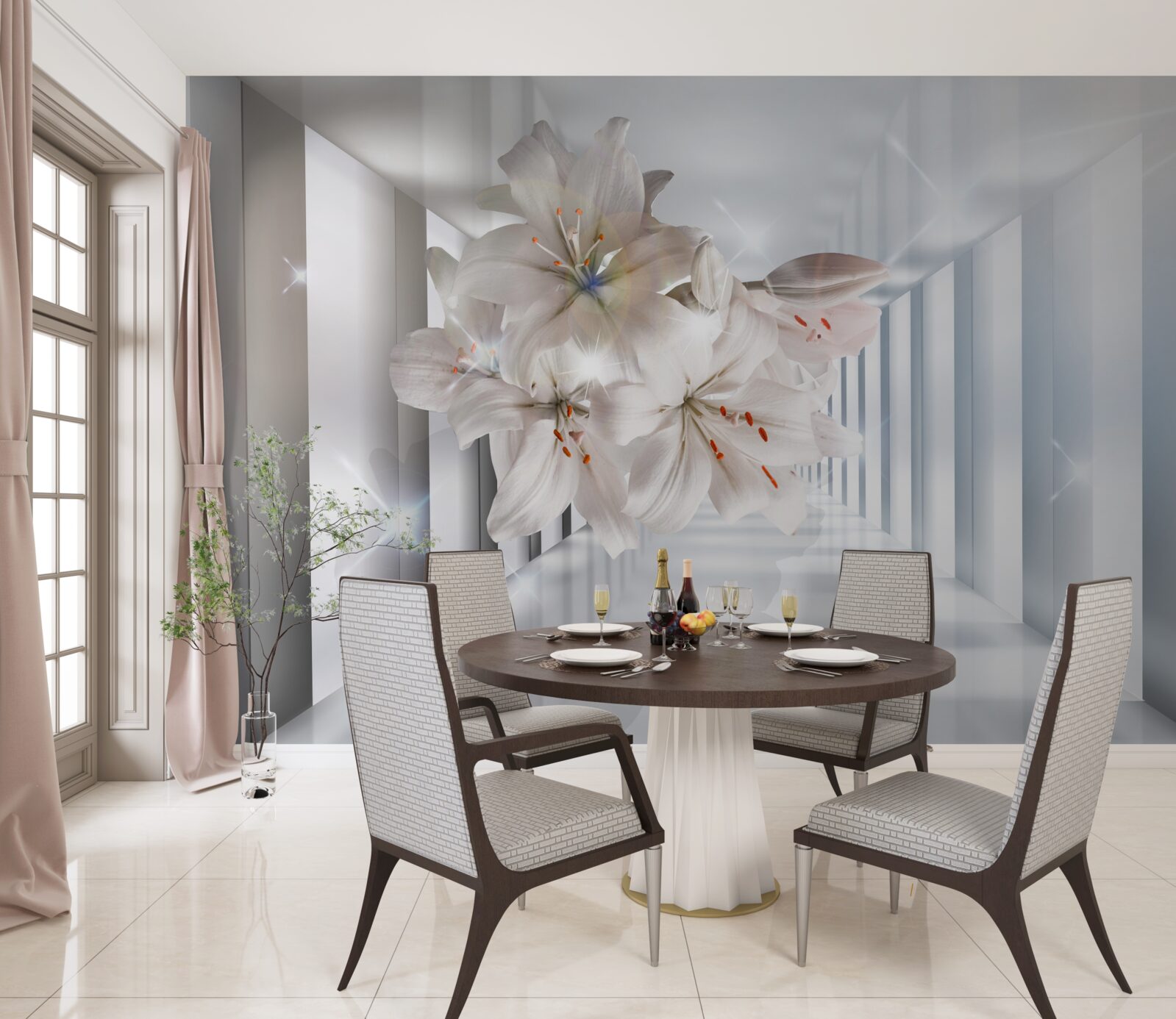 Fototapeta na korytarzu rosną lilie