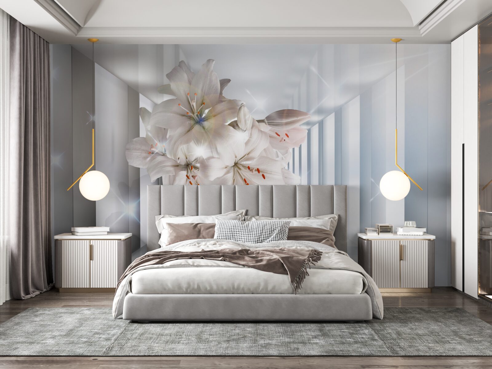 Fototapeta na korytarzu rosną lilie